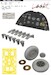 Spitfire MKIXc Löök plus Instrument Panel and seatbelts, Fishtail exhaust, wheels 5 spoke  and TFace masing set (Airfix) E634036