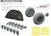 Supermarine Spitfire MKVIII Löök+  Instrument Panel and seatbelts, Fishtail Exhausts, $ spoke wheels and TFace masking set  (Airfix) E634050
