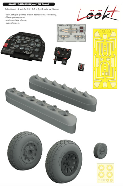 P51D-5 Mustang Löök Instrument Panel + set (Eduard) E644051