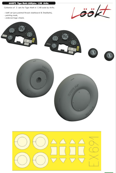 Tiger Moth Lk Plus Instrument Panel wheels and seatbelts (Airfix)  E644072