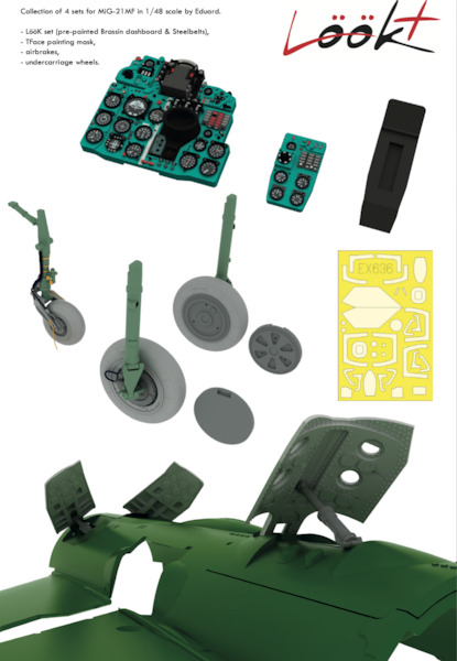 Mikoyan Mig21MF Fishbed - Early - Löök+ Wheel, Airbrake, mask, Instrument Panel and seatbelts (Eduard) E644087
