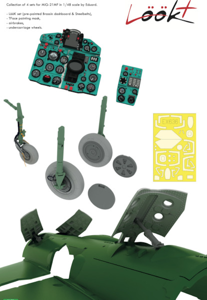 Mikoyan Mig21MF Fishbed Löök+  Wheel, Airbrake,  mask, Instrument Panel and seatbelts (Eduard)  E644088