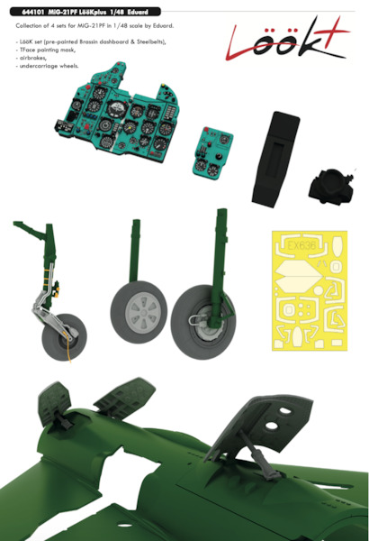 Mikoyan Mig21PF Fishbed  Lk Plus, (Instrument Panel, wheels, Airbrake, TFace Mask  and seatbelts (Eduard)  E644101