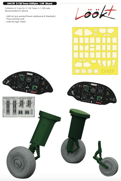 Zlin Z226 Trener Löök+  Instrument Panel and seatbelts, Wheels and TFAce Mask  (Eduard)  E644139