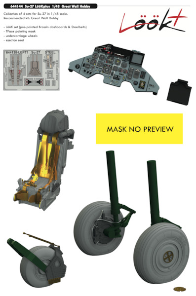 Sukhoi Su27 Flanker Löök+  Instrument Panel and seatbelts, Seat and Wheels (Great Wall Hobby)  E644144
