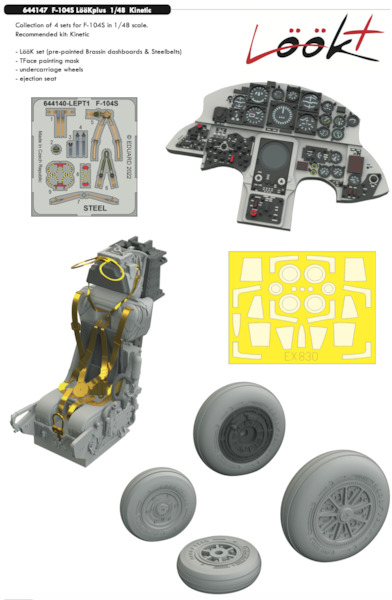 F104S Starfighter  Lk Plus Instrument Panel and seatbelts, Wheels, MB7 Seat  and TFace Mask (Kinetic)  E644147