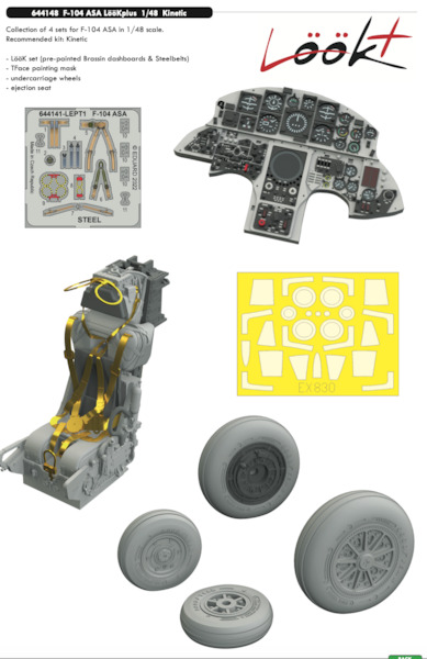 F104S-ASA Starfighter Löök Plus Instrument Panel and seatbelts, Wheels, MB7 Seat and TFace Mask (Kinetic) E644148