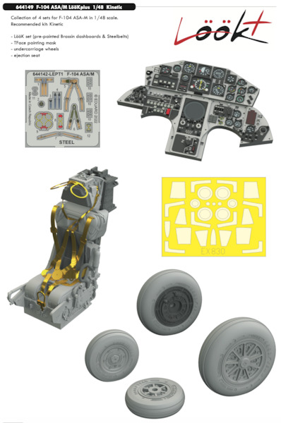 F104S-ASA-M  Starfighter  Lk Plus Instrument Panel and seatbelts, Wheels, MB7 Seat  and TFace Mask (Kinetic)  E644149