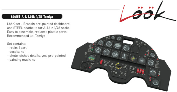 A1J Skyraider Löök Instrument Panel and seatbelts (Tamiya) E644165