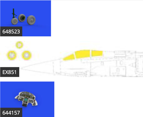 F104A Starfighter Löök+ Instrument Panel and seatbelts, early wheels and TFace Mask (Kinetic) E644167