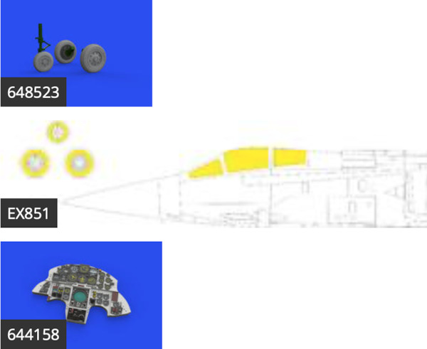F104C Starfighter Löök+ Instrument Panel and seatbelts, early wheels and TFace Mask (Kinetic) E644168