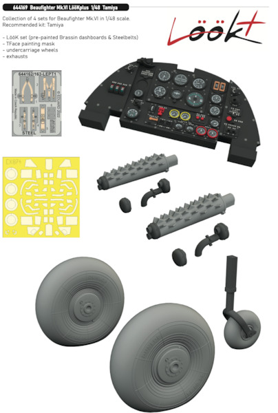 Beaufighter MKVI Löök plus Instrument Panel and seatbelts, wheels, exhausts and TFace mask (Tamiya) E644169