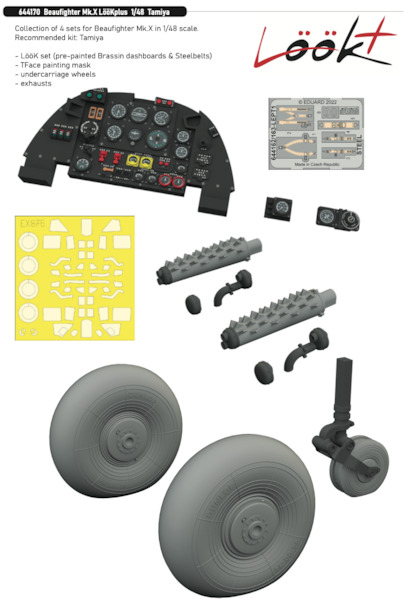 Beaufighter MKX Löök plus Instrument Panel and seatbelts, wheels, exhausts and TFace mask (Tamiya) E644170