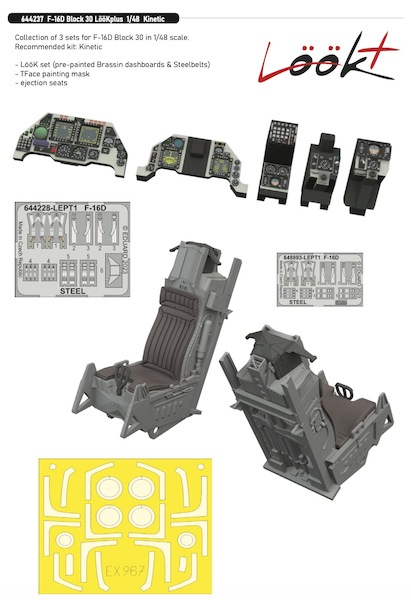 F16D Fighting Falcon Block 30 LööK+ with ejection seats and TFace mask (Kinetic) E644237