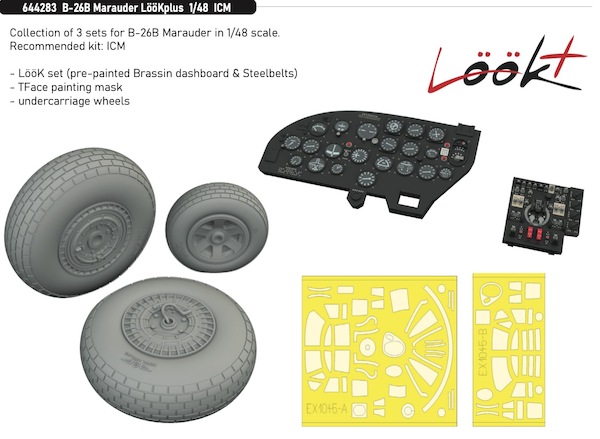B26B Marauder Löök+ Instrument Panel and seatbelts, wheels and TFace mask (ICM) E644283