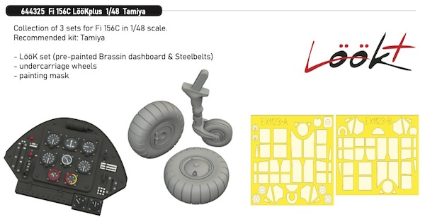 Fieseler Fi156C Storch Löök+  Instrument Panel and seatbelts, Wheels and  TFace mask  (Tamiya)  E644325
