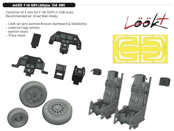 F16I Sufa Löök +   Instrument Panel and seatbelts, Wheels, ejection seat and TFace Mask (Great Wall Hobby)  E644353