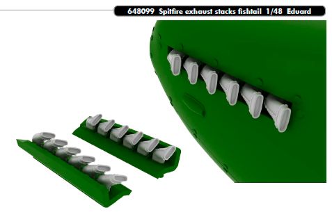 Supermarine Spitfire MKIXc Fishtail stack exhaust (Eduard)  e648-099