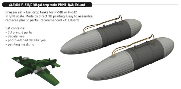 P51B/C Mustang 108Gal Drop tanks (Eduard)  E6481001