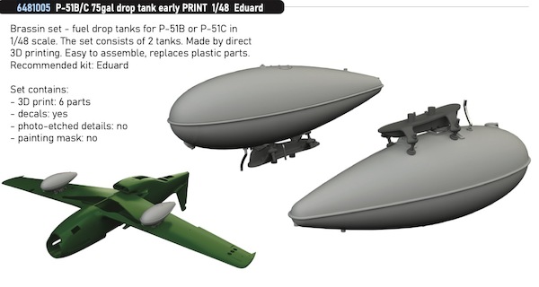 P51B/C Mustang 75 Gal Drop tanks (Eduard)  E6481005
