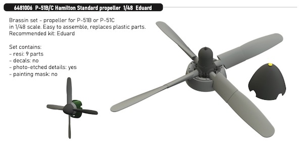 P51B/C Mustang Hamilton Standard Propellor (Eduard)  E6481006