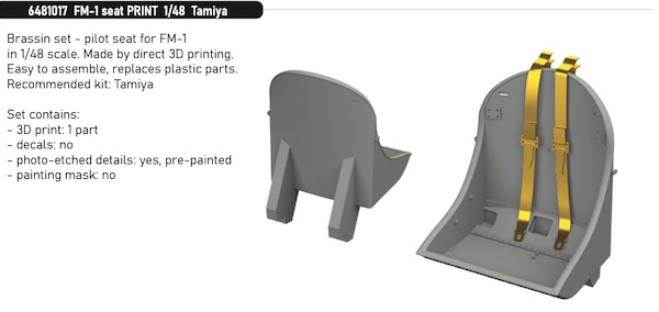 Grumman FM1 Wildcat Seat (Tamiya) E6481017