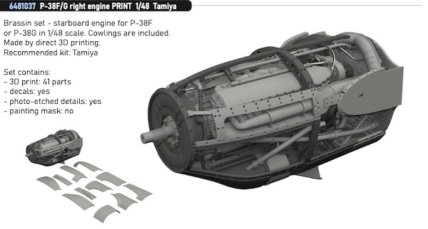 Lockheed P38F/G Lightning Right Engine (Tamiya) E6481037