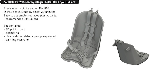 Focke Wulf FW190A Seat with Integral Seatbelts (Eduard) E6481038