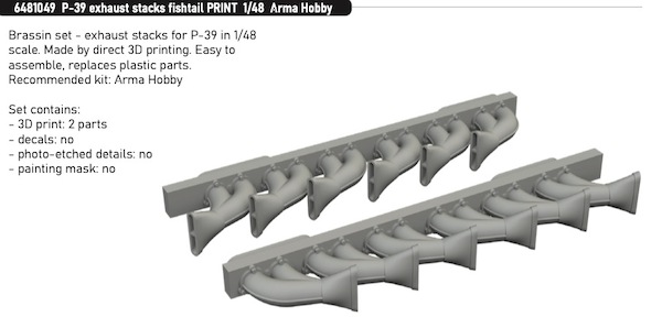 P39 Airacobra Exhaust stacks - Fishtail (Arma Hobby) E6481049
