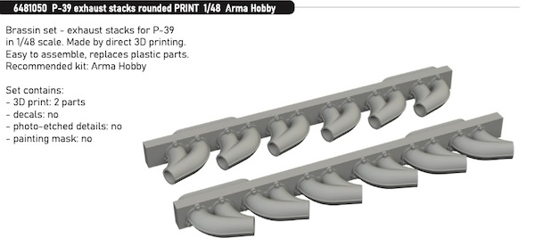 P39 Airacobra Exhaust stacks - Rounded  (Arma Hobby)  E6481050