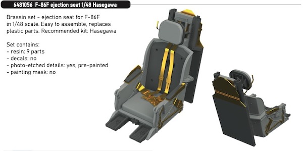 F86F Sabre Ejection Seat with Photo etch seatbelts  (Hasegawa)  E6481056