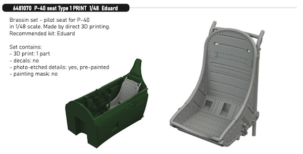 P40 Warhawk Seat type 1 (Eduard)  E6481070