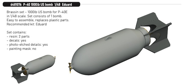 Curtiss P40E Warhawk 1000lb Bomb (Eduard) E6481076