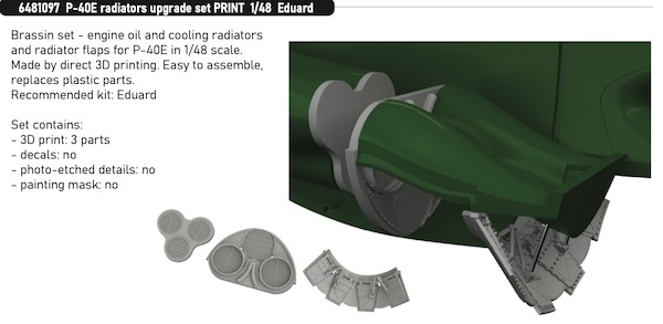 P40E Warhawk Radiator Upgrade set (Eduard) E6481097
