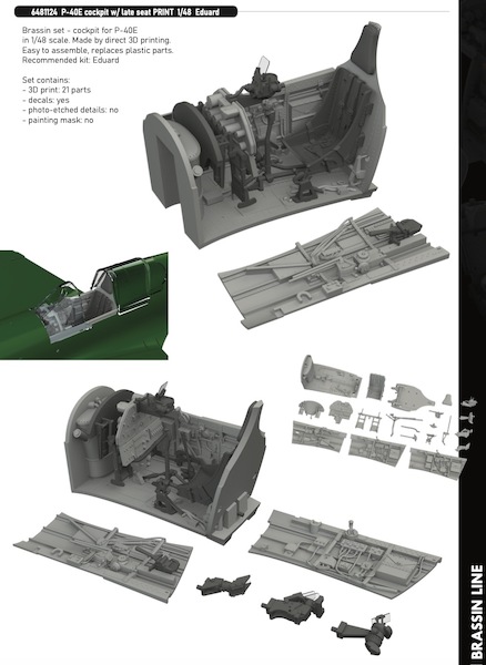 Curtiss P40E Warhawk Cockpit with Late seat (Eduard) E6481124