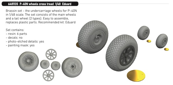 Curtiss P40N Wheels Cross Tread (Eduard) E6481135