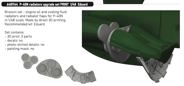 Curtiss P40N Warhawk Radiator Upgrade set (Eduard)  E6481144