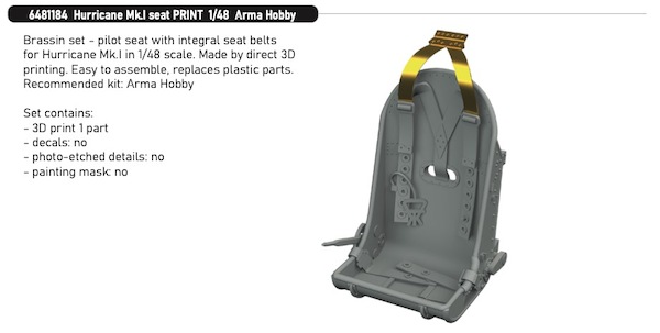 Hawker Hurricane MKI Seat (Arma Hobby)  E6481184
