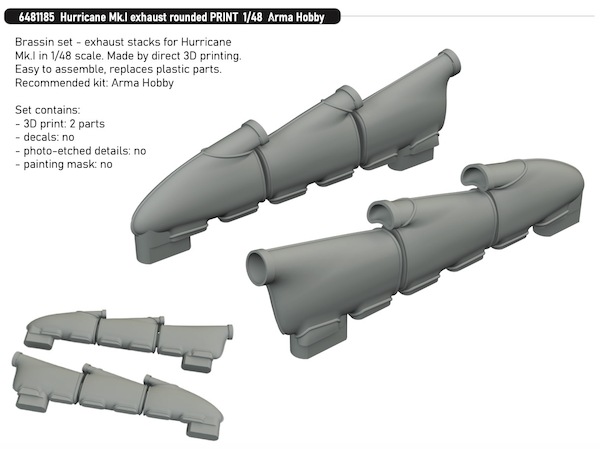 Hawker Hurricane MKI exhaust rounded (Arma Hobby)  E6481185
