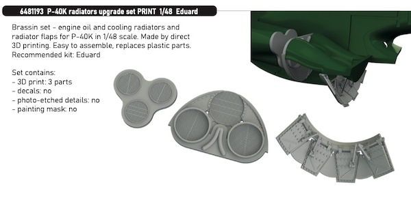Curtiss P40K Radiator Upgrade set (Eduard)  E6481193
