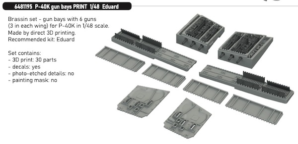 Curtiss P40K Gun Bay (6 guns) (Eduard)  E6481195