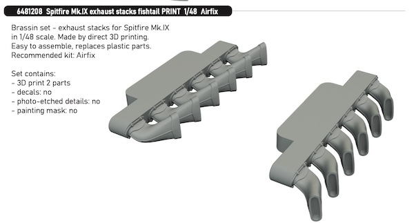 Supermarine Spitfire MKIXc Fishtail exhaust stacks (Airfix) e6481208