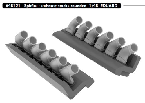 Supermarine Spitfire MKIXc rounded exhaust stacks (Eduard)  e648121