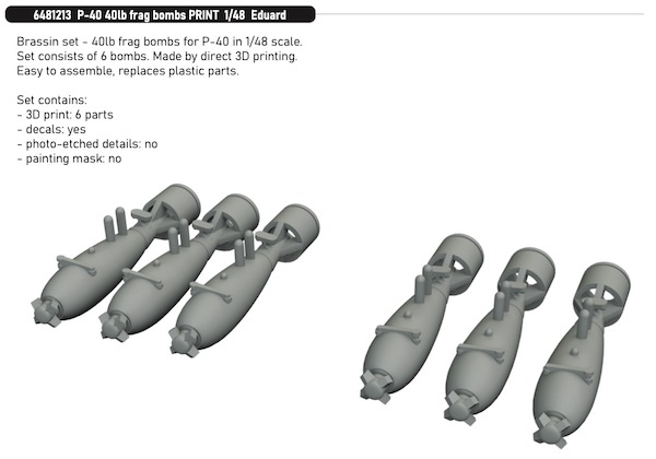 Curtiss P40 40lb Fragmentation Bombs (Eduard)  E6481213