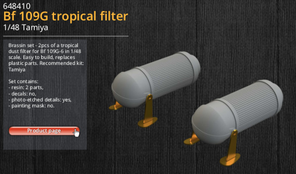 Messerschmitt BF109G Tropical filters (Tamiya)  E648410