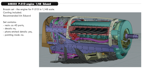 P51D Mustang Engine (Eduard) E648555