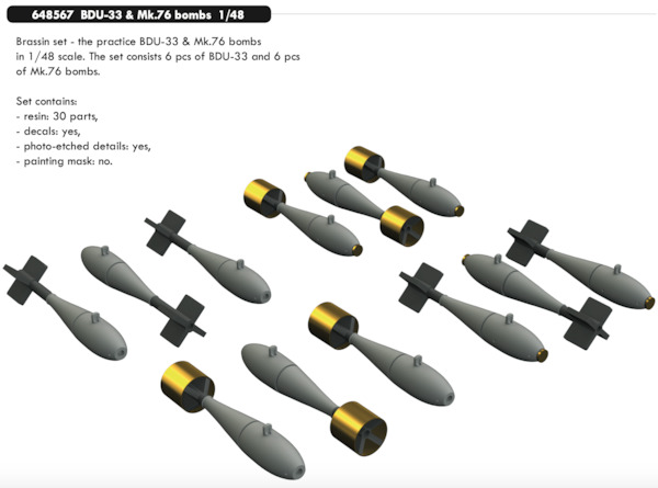 BDU33 & MK76 Bombs (6x each) E648567