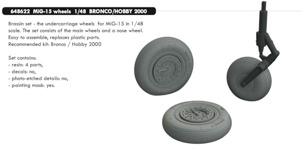Mikoyan Mig15 Wheels (Bronco/ Hobby 2000) E648622