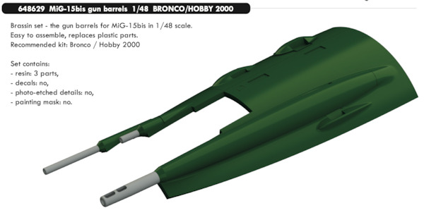 Mikoyan Mig15Bis Gun Barrels (Bronco/ Hobby 2000) E648629