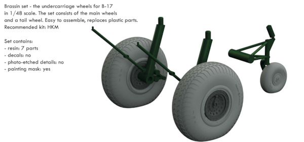 B17 Flying Fortress  Wheels with rhomboid tread (HK Models)  E648645